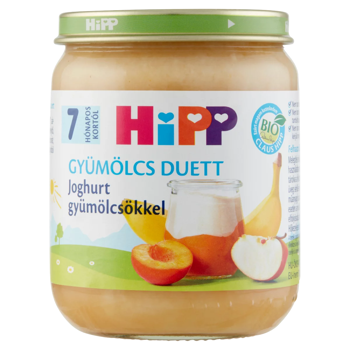 HiPP Gyümölcs Duett BIO joghurt gyümölcsökkel bébidesszert 7 hónapos kortól 160 g