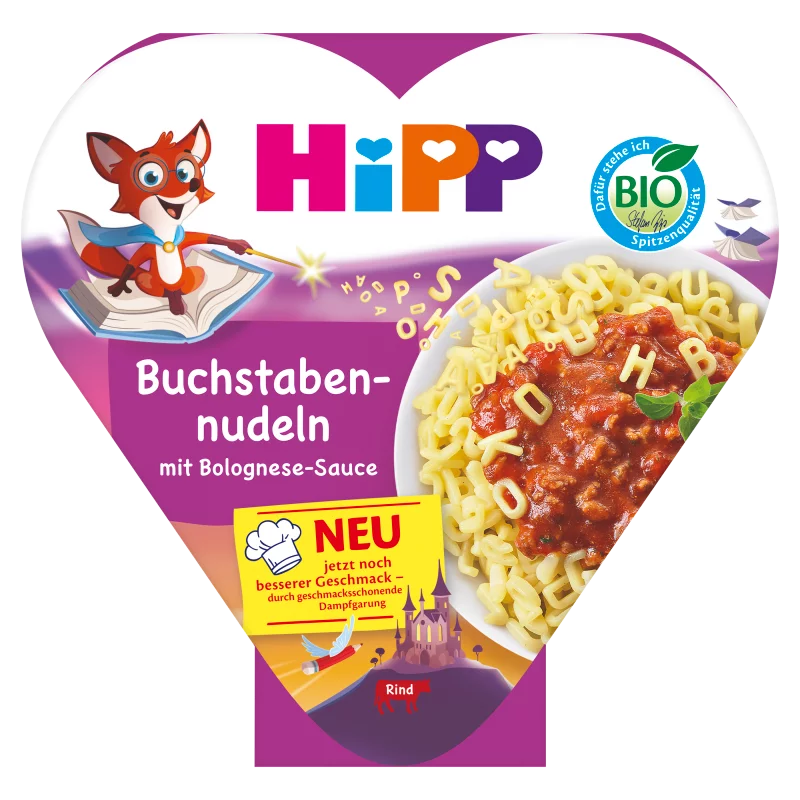 HiPP bio betűtészta bolognai szósszal 1 éves kortól 250 g