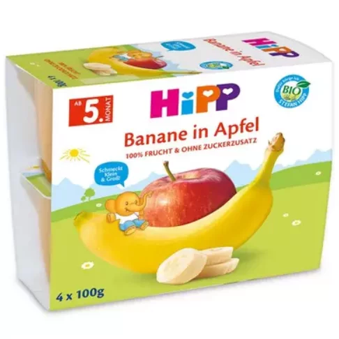 Hipp poharas desszert 4x100g banán-alma bio 5hó+