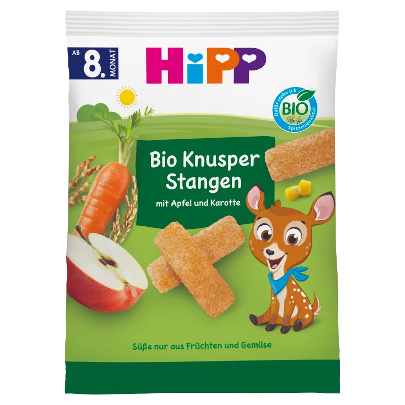 HiPP bio ropogós rudak almával és sárgarépával 8 hónapos kortól 30 g