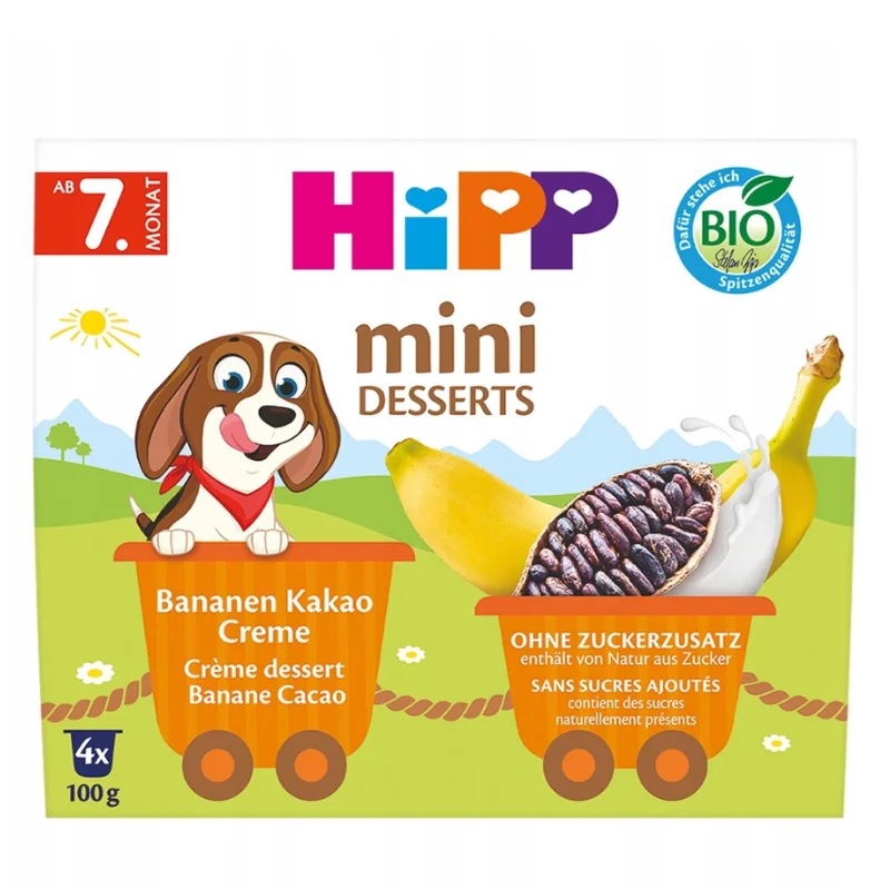 Hipp poharas desszert 4x100g banán-kakaó bio 7hó+