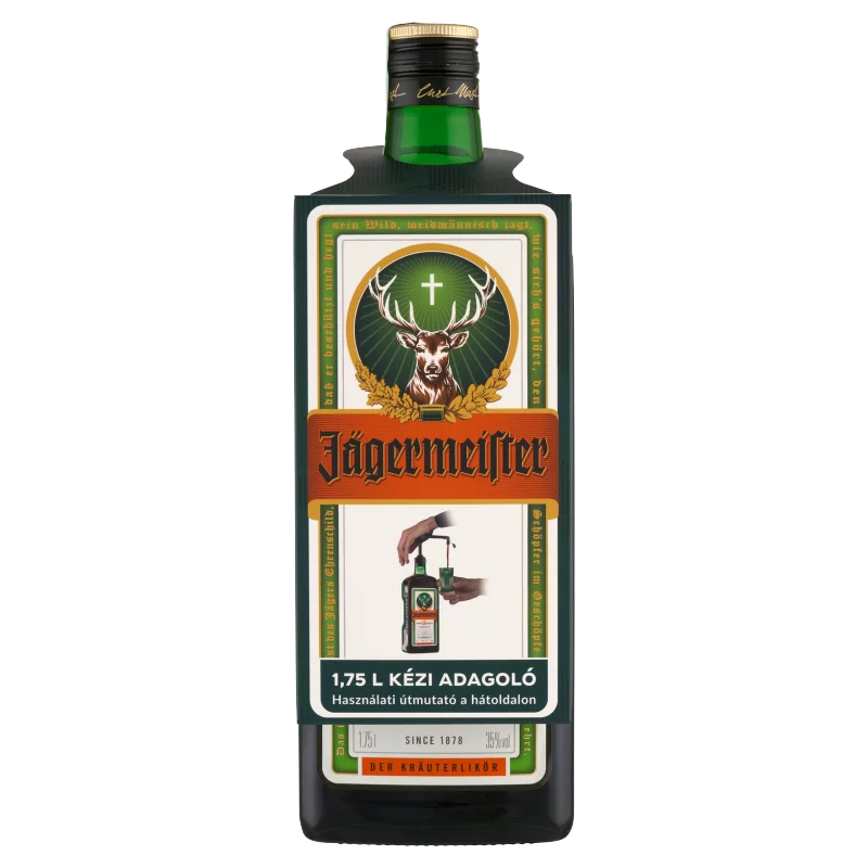 Jägermeister gyógynövénylikőr 35% 1,75 l + kézi adagoló 
