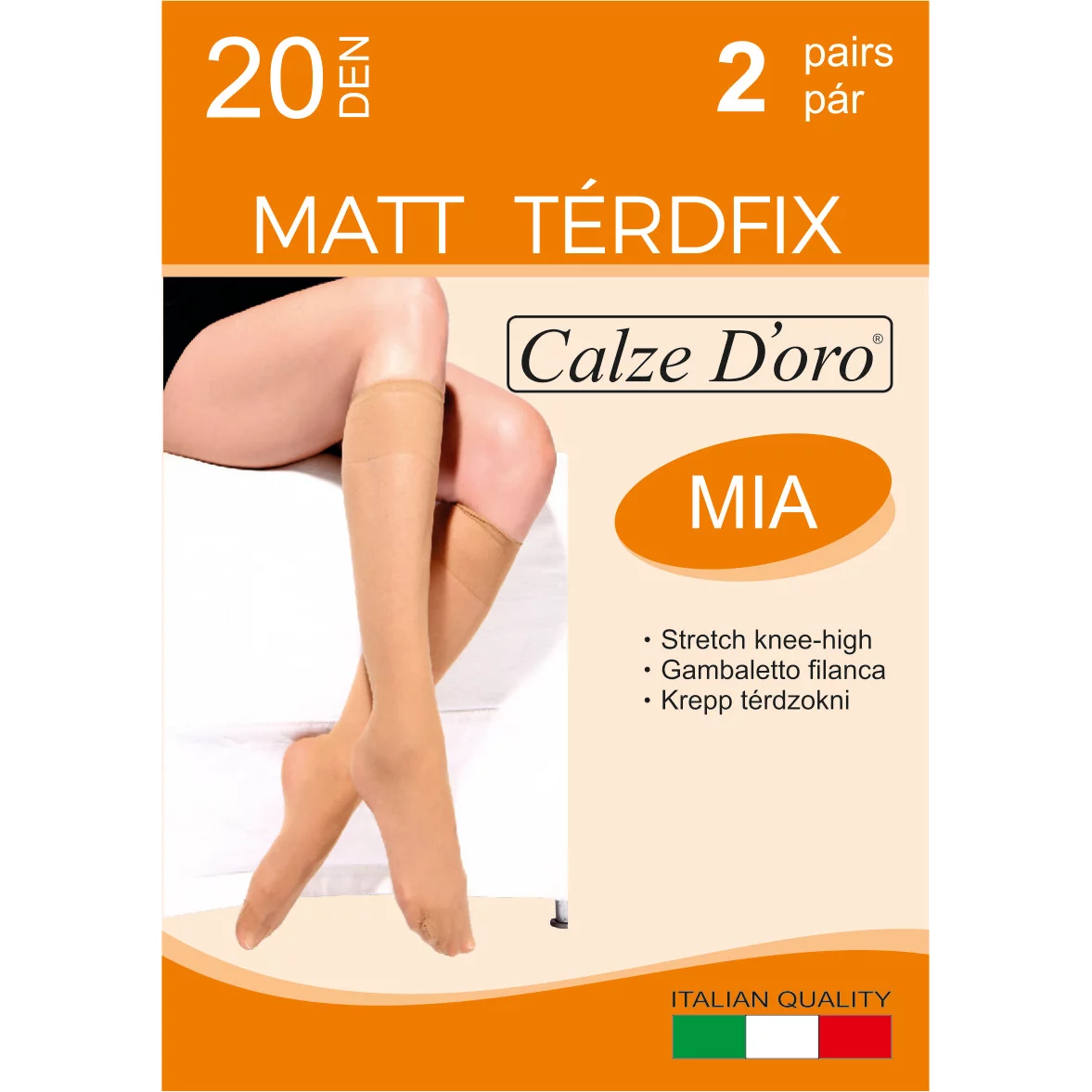 Calze D´oro Mia krepp térdfix 2 pár, visone 