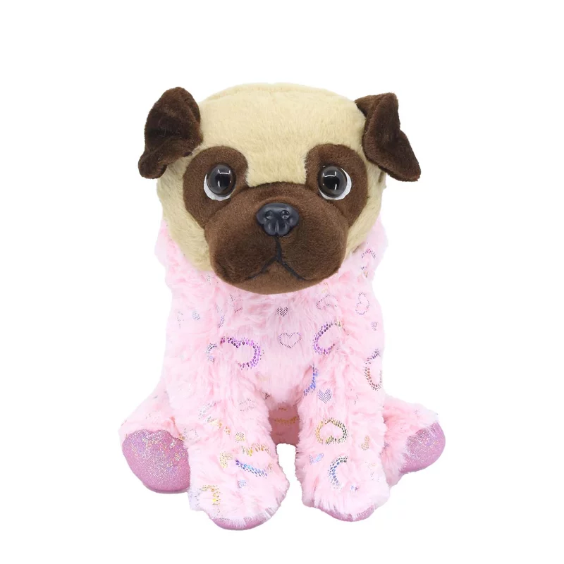 Mopsz ruhában ülő 25 cm - Rózsaszín