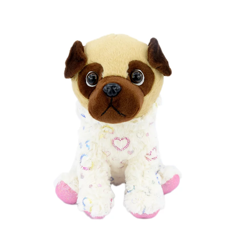 Mopsz ruhában ülő 25 cm  - Fehér