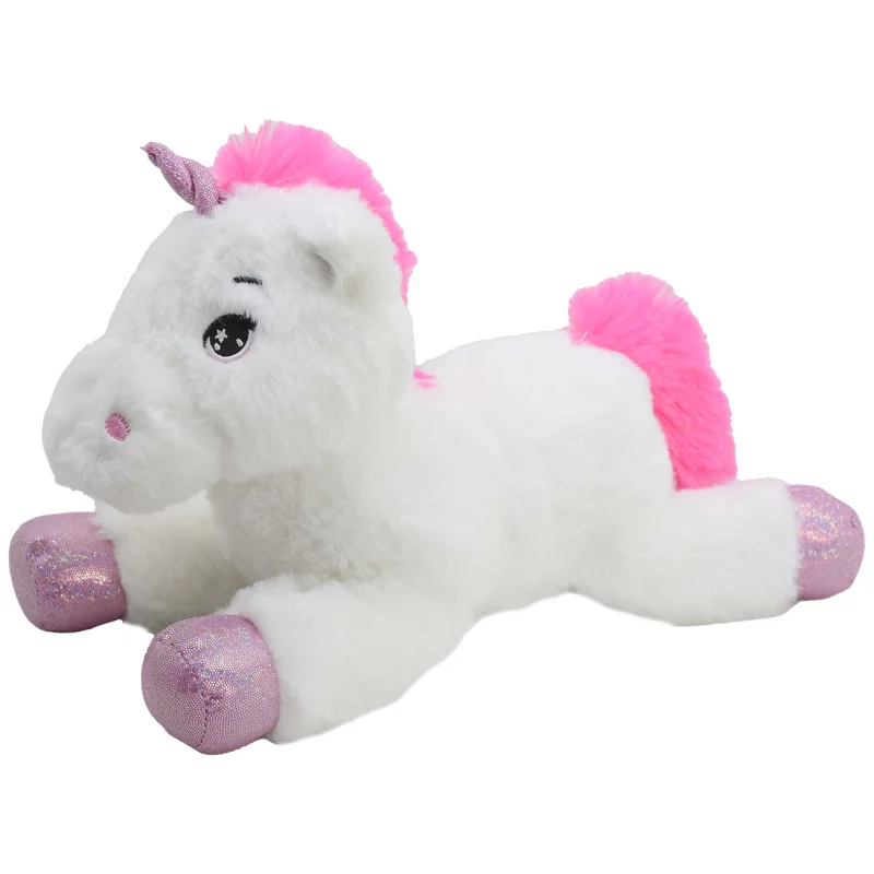 Fekvő plüss unikornis 30cm - Fehér