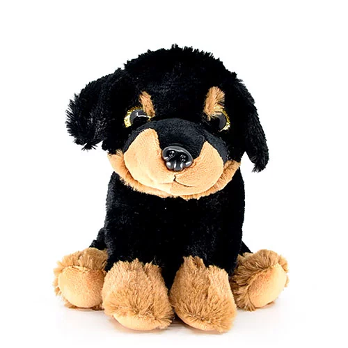 Ülő kutya 17cm - Fekete-barna Rottweiler