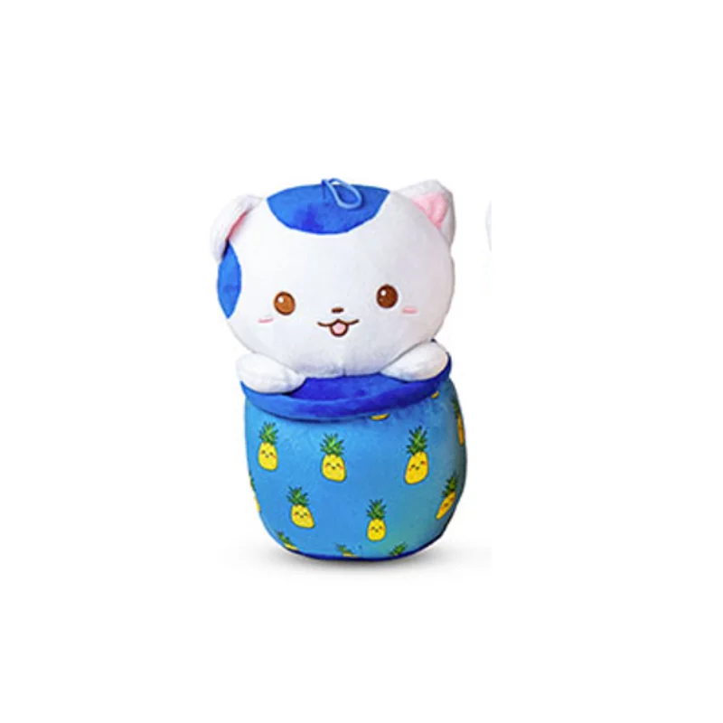 Ülő cica bubble tea pohárban 30 cm - Kék