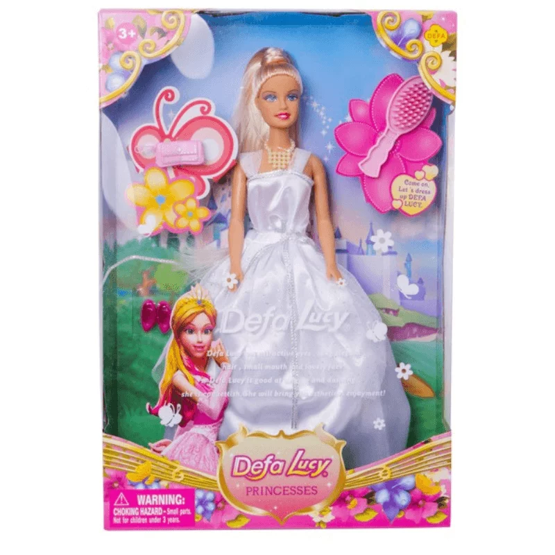Defa Lucy hercegnő baba kiegészítőkkel 30 cm - Fehér ruhában