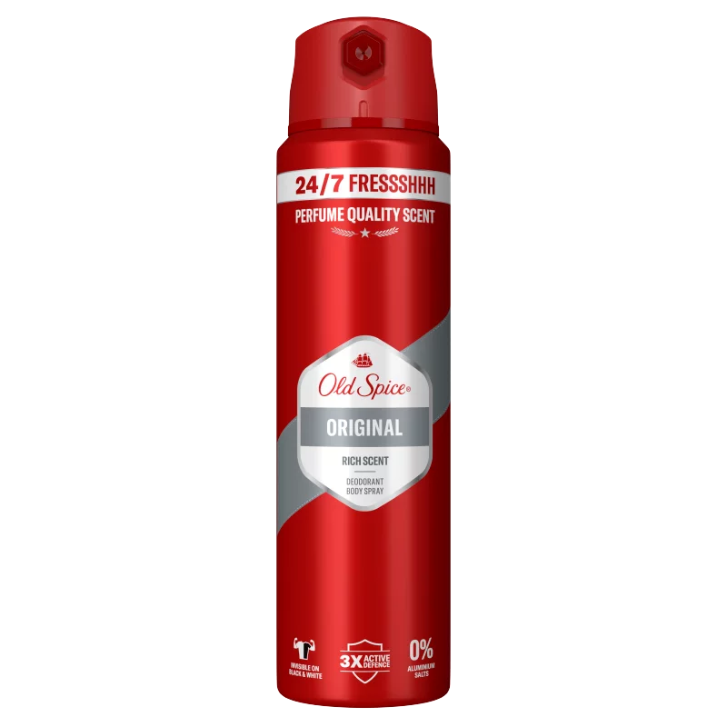 Old Spice Original  Deo Spray Férfiaknak, Akár 48 Órás Frissesség, Alumíniummentes, 150 ml
