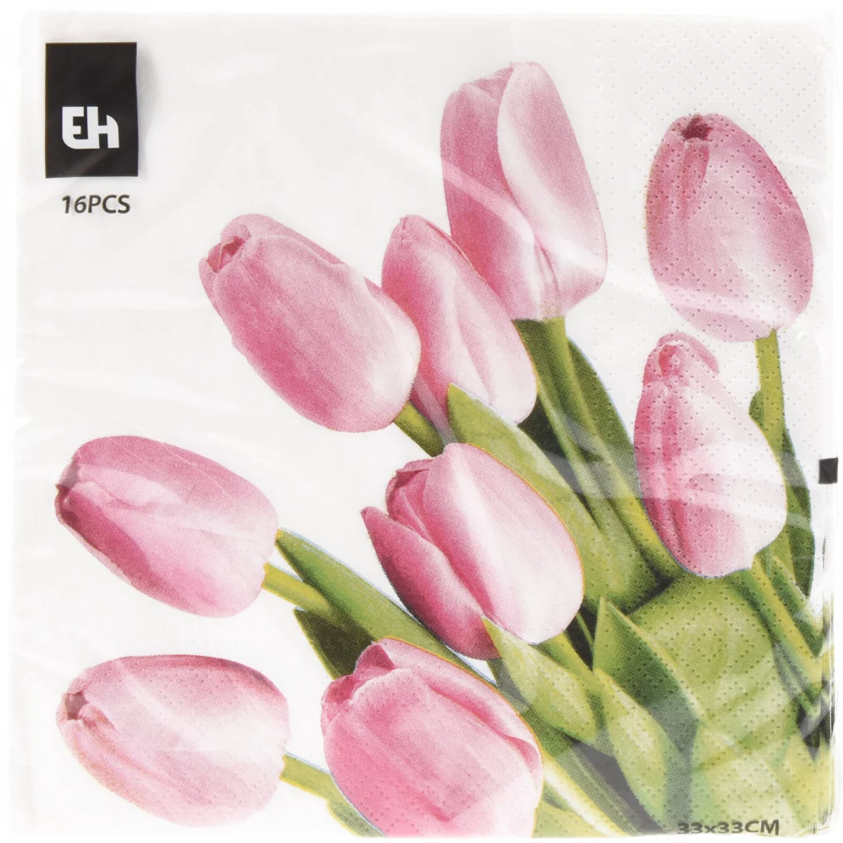 Tavaszi szalvéta 3 rétegű 16 db 33x33cm - Rózsaszín tulipánok