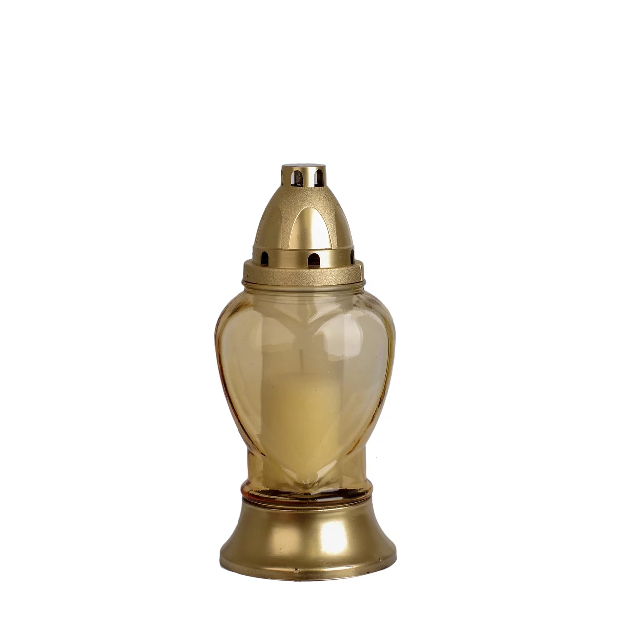 Arany szív alakú üvegmécses – 24 cm