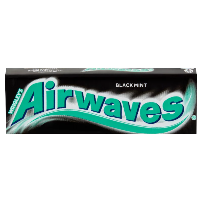 Airwaves Black Mint mentol- és ánizsízű cukormentes rágógumi édesítőszerrel 14 g