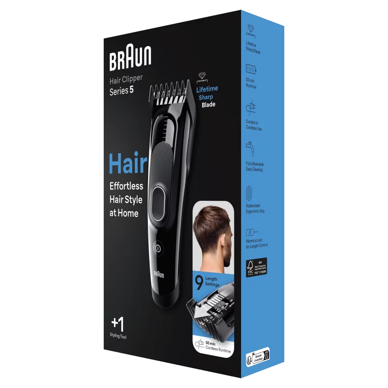Braun Series 5 HC5310 Hajvágó, Hajvágók Férfiaknak 9 Hosszbeállítással