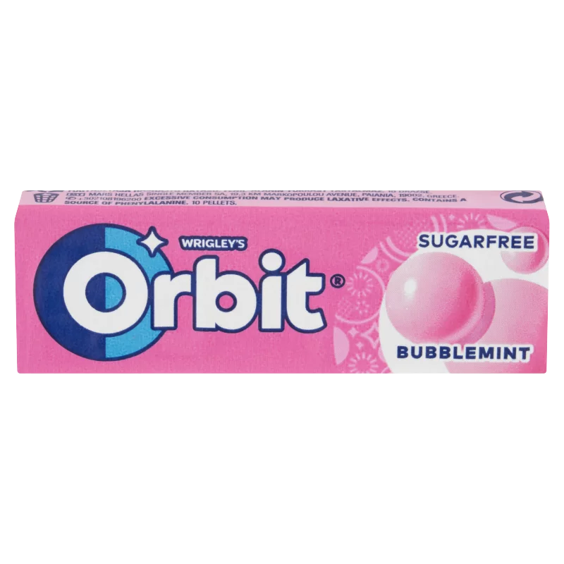 Orbit Bubblemint gyümölcs- és mentaízű cukormentes rágógumi édesítőszerrel 14 g