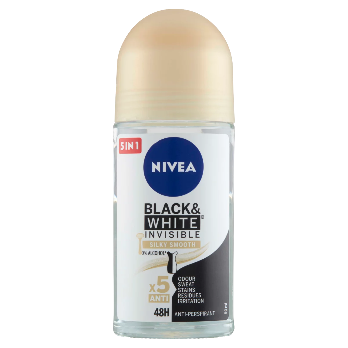 NIVEA Black & White Invisible Silky Smooth golyós dezodor 50 ml