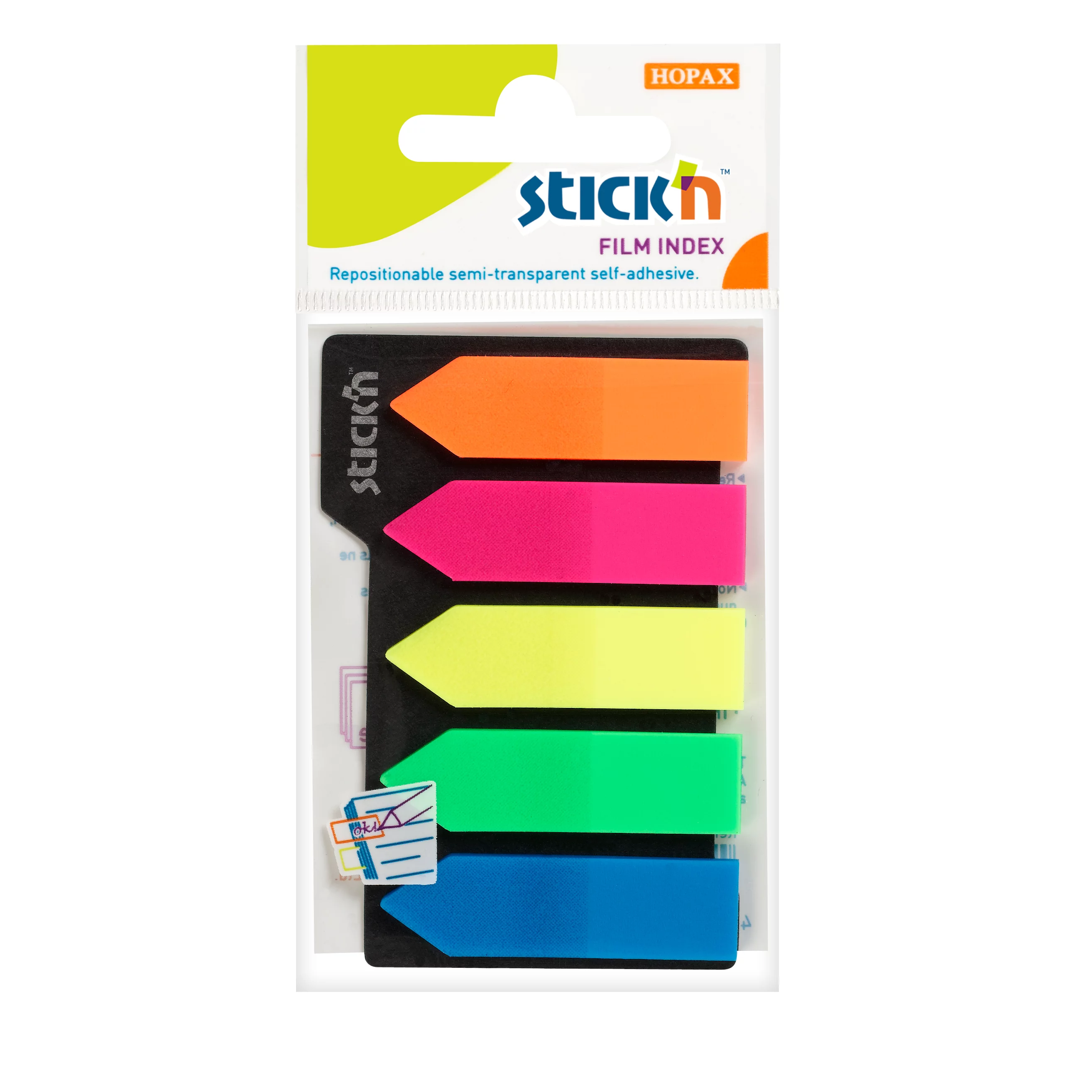 Oldaljelölő film nyíl alak, neon színek 5x25ív 