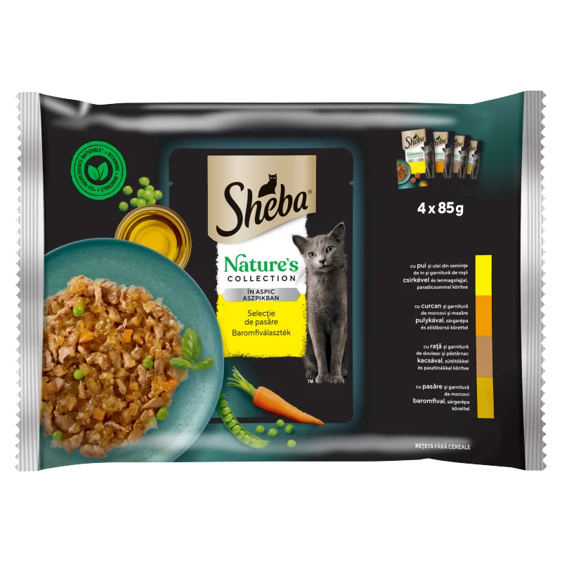 Sheba Nature's Collection Baromfiválaszték teljes értékű nedves eledel felnőtt macskáknak 4 x 85 g