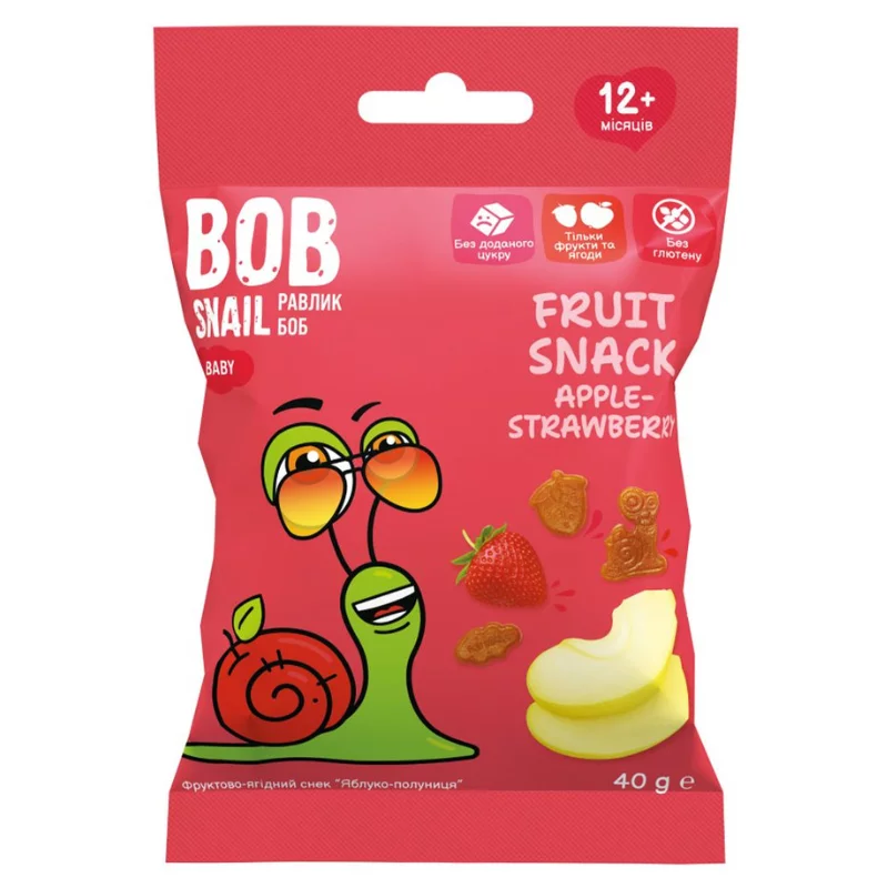 Bobsnail gyümölcs snack 40g alma-eper