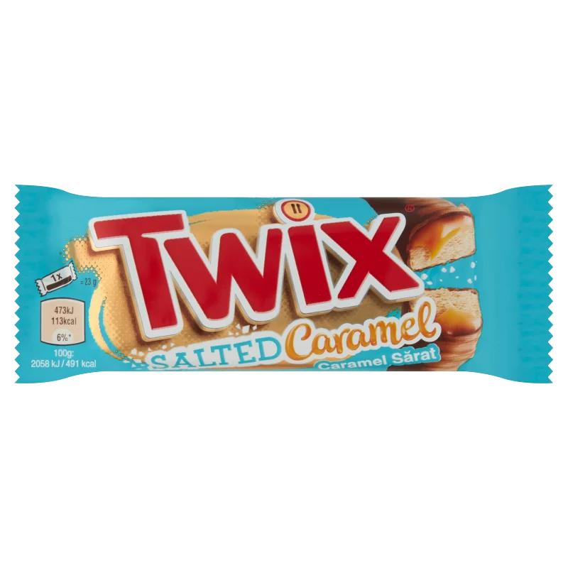 Twix Salted Caramel kekszes szeletek karamellával, tejcsokoládéba mártva 2 x 23 g (46 g)