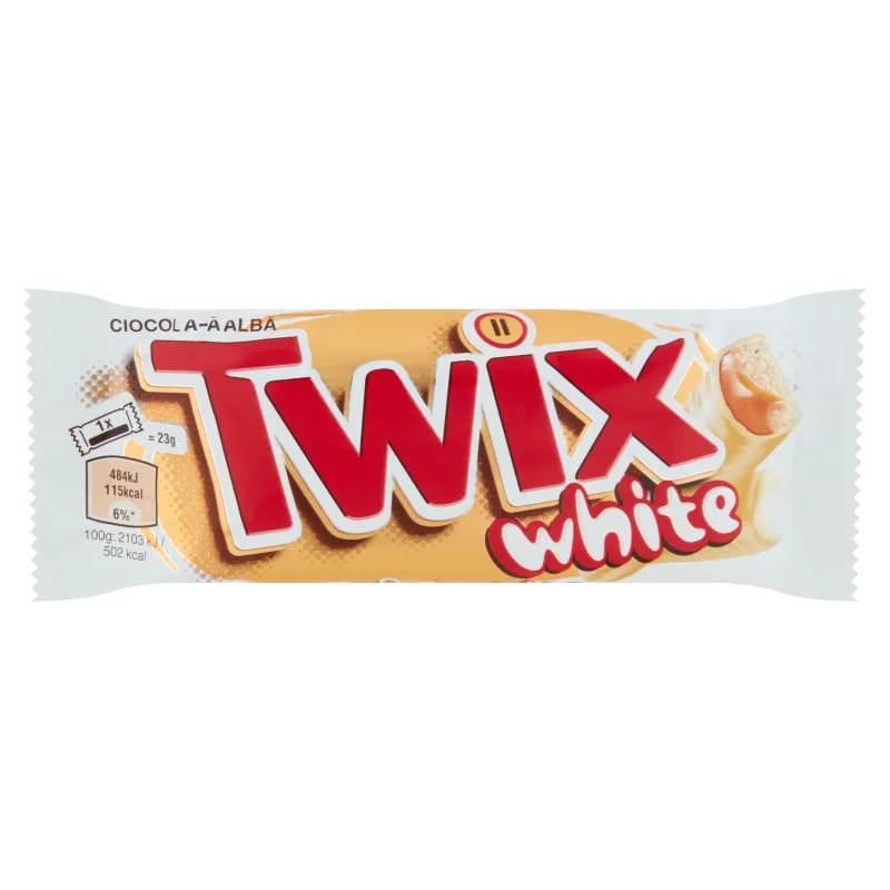 Twix White kekszes szeletek karamellával, fehér csokoládéba mártva 2 x 23 g (46 g)