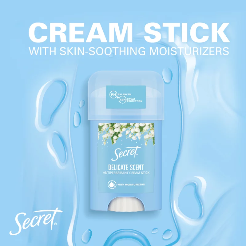 Secret Delicate Női Izzadásgátló Krémstift, 40 ml