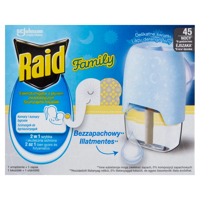 Raid Family szúnyogirtó folyadék 27 ml + készülék