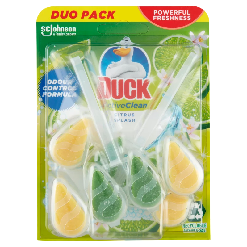 Duck Active Clean Citrus Splash WC-öblítő rúd 2 x 38,6 g (77,2 g)