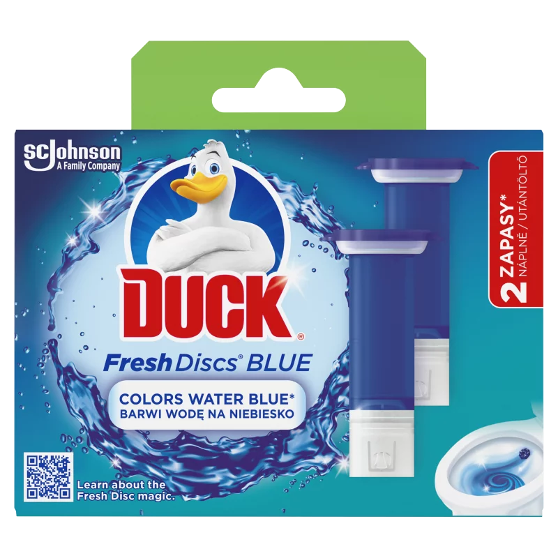 Duck Fresh Discs Blue 2 darabos WC-öblítő korong utántöltő színező hatással 2 x 36 ml (72 ml)