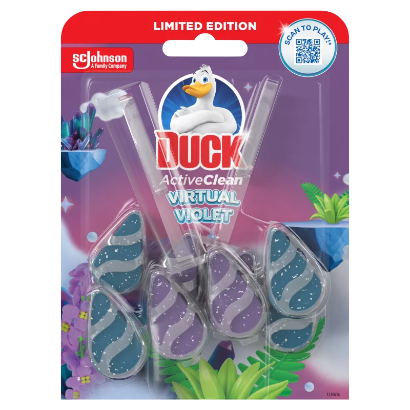 Duck Active Clean Virtual Violet WC-öblítő rúd 2 x 38,6 g (77,2 g)