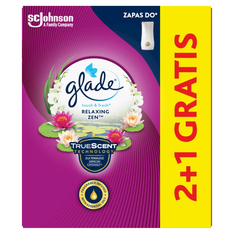 Glade Touch & Fresh Relaxing Zen koncentrált aeroszolos légfrissítő utántöltő 3 x 10 ml (30 ml)