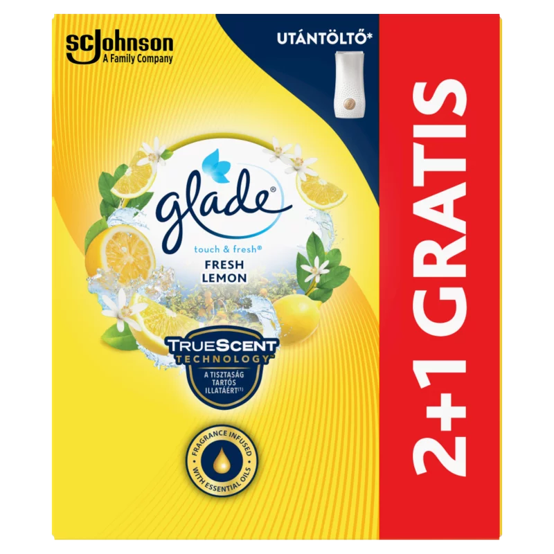 Glade Touch & Fresh Fresh Lemon koncentrált aeroszolos légfrissítő utántöltő 3 x 10 ml (30 ml)
