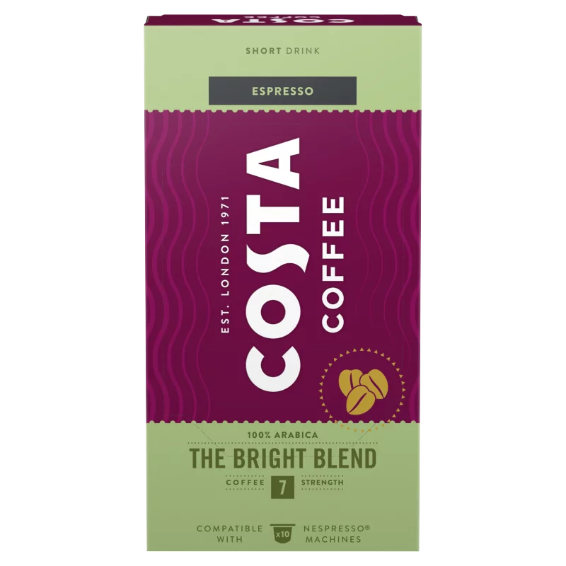 Costa Coffee Bright Blend Espresso őrölt-pörkölt kávé kapszulában 10 db 57 g