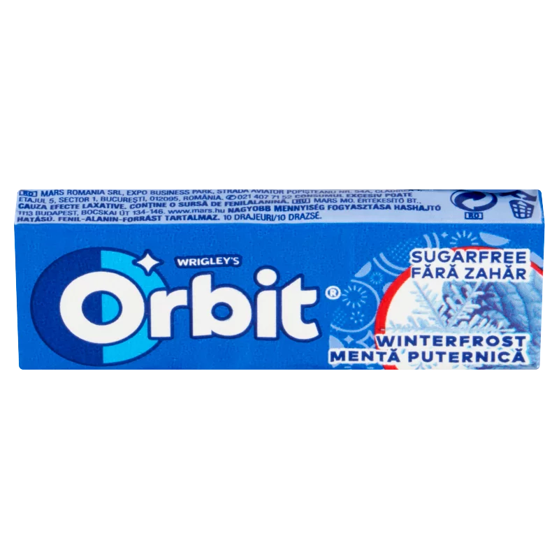 Orbit Winterfrost menta- és mentolízű cukormentes rágógumi édesítőszerrel 14 g