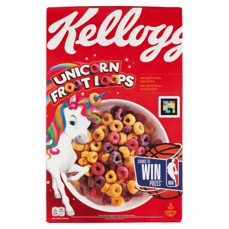 Kellogg's Unicorn Froot Loops gyümölcs ízesítésű gabonakarikák 375 g