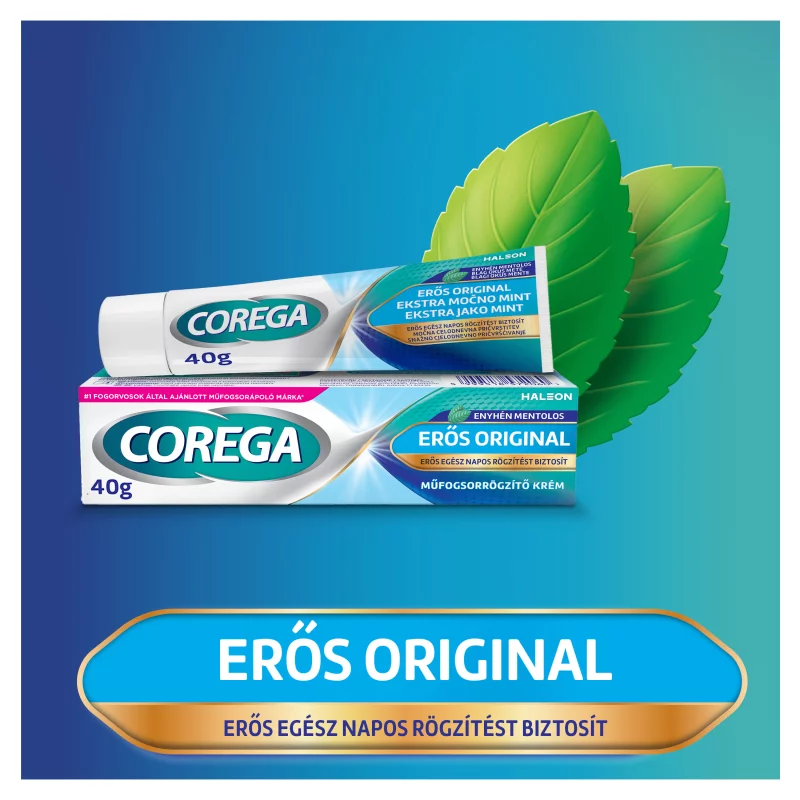 Corega Erős Original enyhén mentolos műfogsorrögzítő krém 70 g 