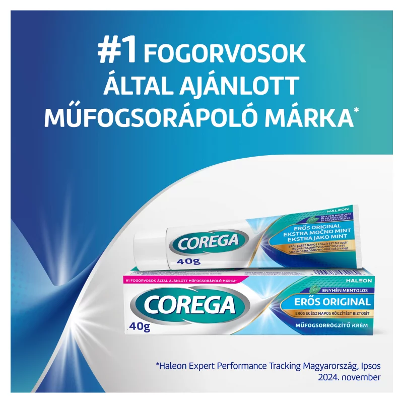 Corega Erős Original enyhén mentolos műfogsorrögzítő krém 70 g 