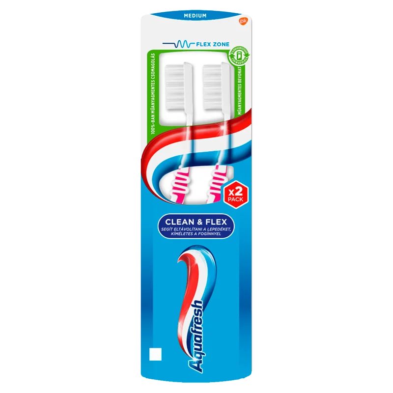 Aquafresh Clean & Flex Medium fogkefe 2 db