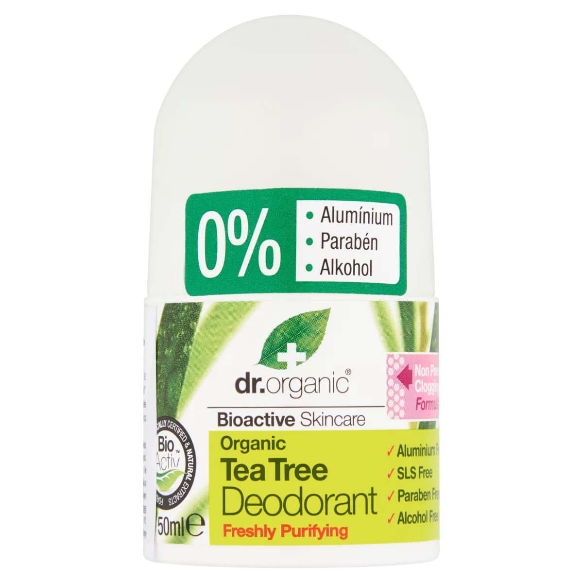 Dr. Organic alumíniummentes golyós dezodor bioaktív teafaolajjal 50 ml