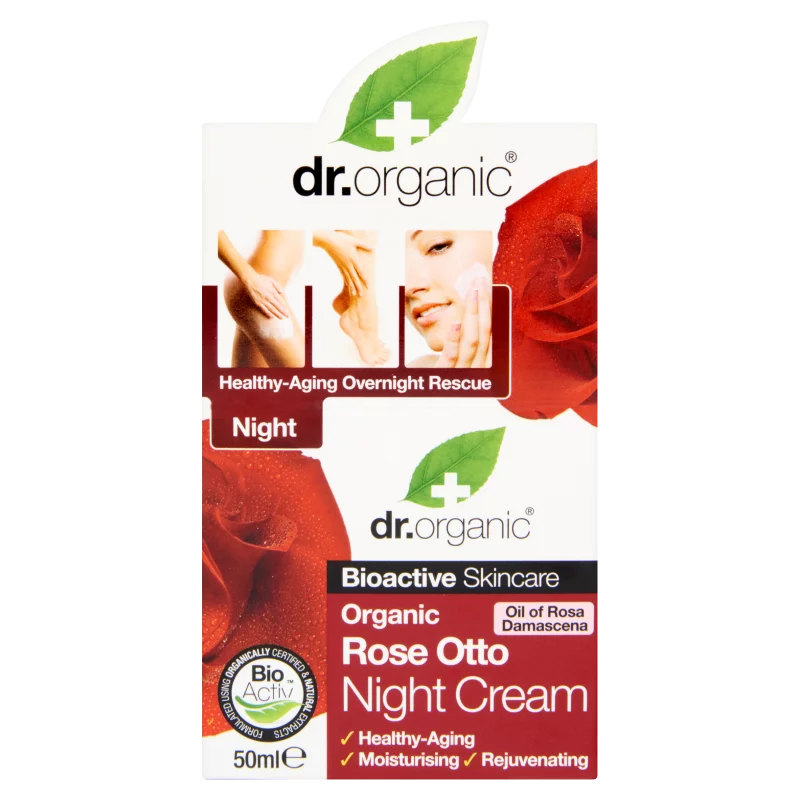 Dr. Organic Bioactive Skincare éjszakai arckrém BIO damaszkuszi rózsaolajjal 50 ml