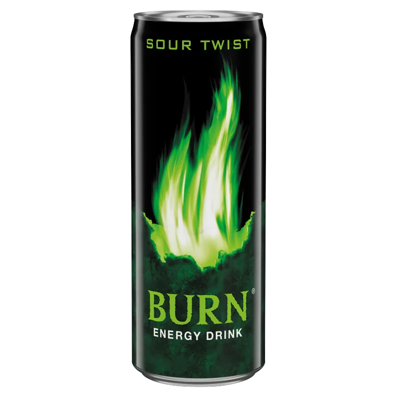 Burn Sour Twist zöld alma ízesítésű szénsavas ital koffeinnel, inozittal, B-vitaminokkal 250 ml