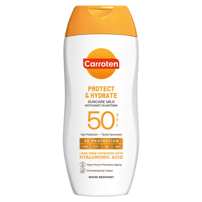Carroten Protect & Hydrate SPF50 naptej hialuronsavval 200 ml