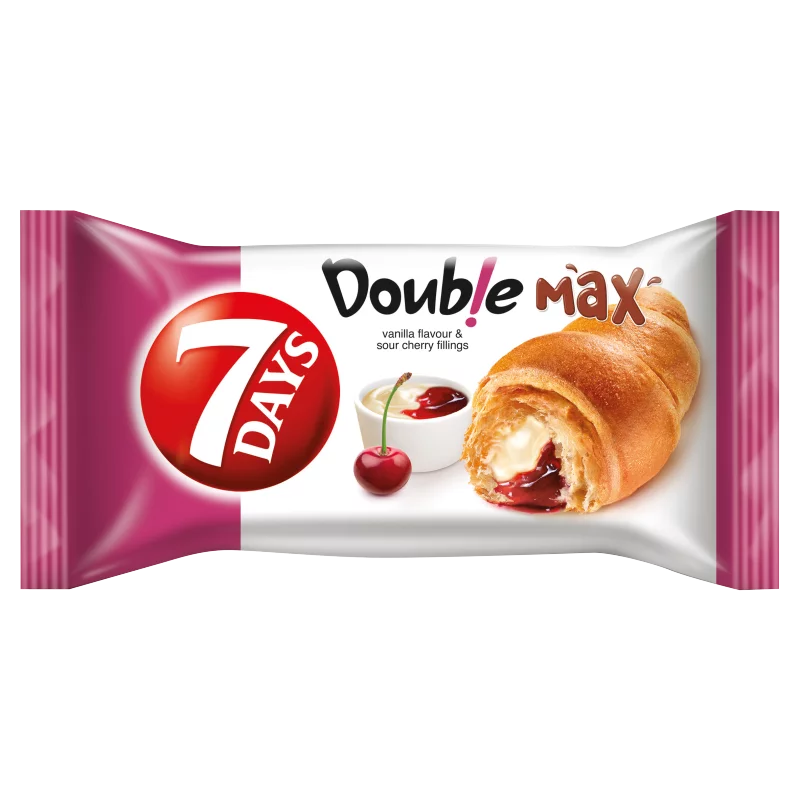 7DAYS Double Max croissant vanília ízű és meggyes töltelékkel 80 g