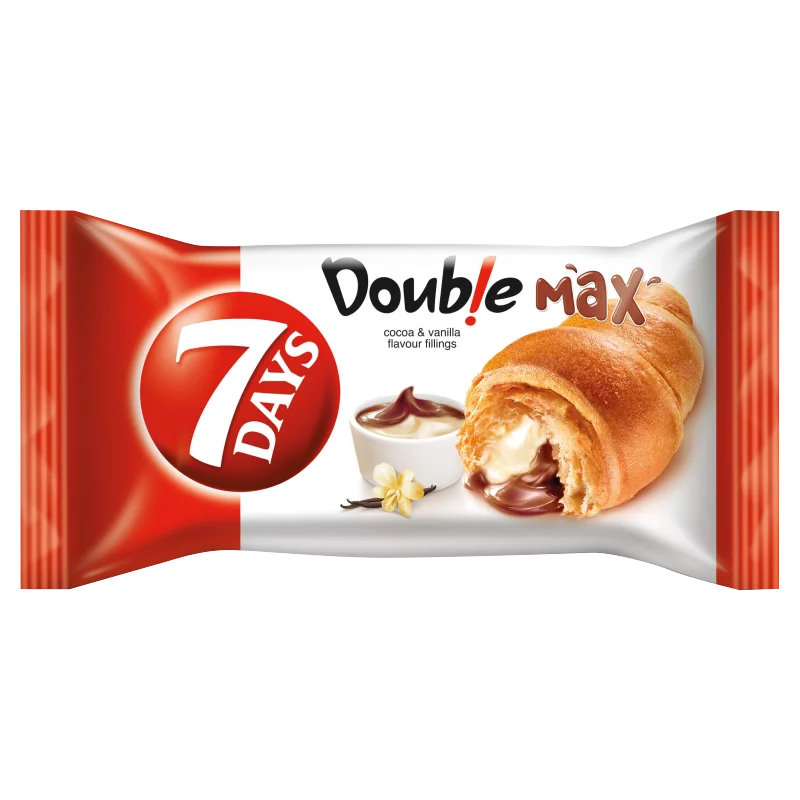 7DAYS Double Max croissant kakaós és vanília ízű töltelékkel 80 g