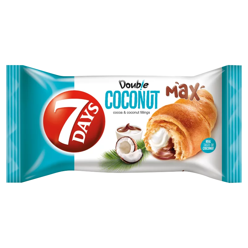 7DAYS Double Max croissant kakaós és kókuszos töltelékkel 80 g