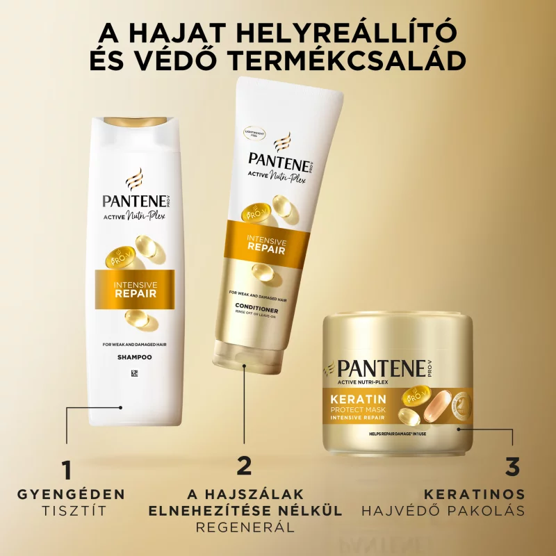 Pantene Pro-V Intensive Repair sampon, Pro-V formula+antioxidánsok, gyenge és sérült hajra, 400ml
