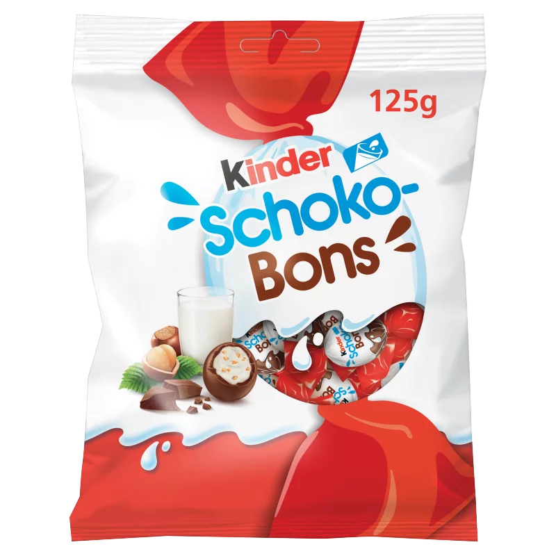 Kinder Schoko-Bons tejcsokoládé bonbonok tejes krémmel és mogyoródarabkákkal töltve 125 g