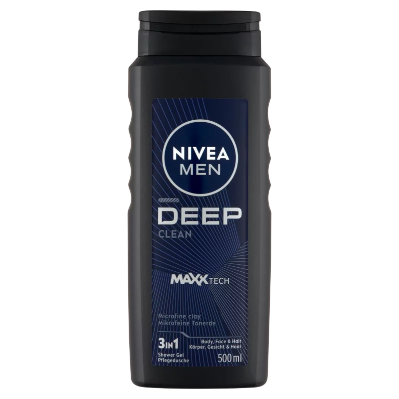 NIVEA MEN Deep Clean 3 az 1-ben tusfürdő testre, arcra, hajra 500 ml