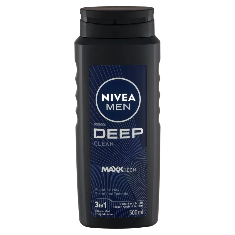 NIVEA MEN Deep Clean 3 az 1-ben tusfürdő testre, arcra, hajra 500 ml
