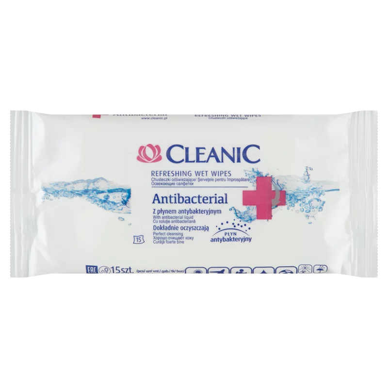 Cleanic Antibacterial nedvesített frissítő törlőkendő 15 db